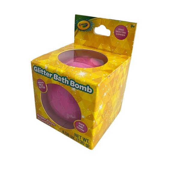 Crayola Glitter Bath Bomb Sugar Plum Scented Shimmer Pink Color Single - Picture 2 of 3
